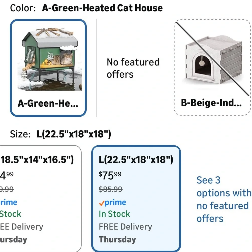 Apisiri Weatherproof Insulated Green Outdoor Cat House with Anti-Peep Curtains
